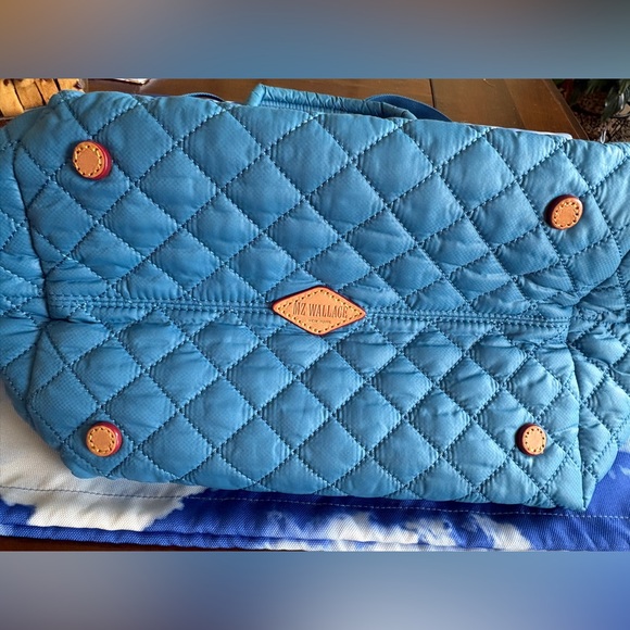 MZ Wallace Quilted Ocean Rec Blue Tote with Adjustable Strap - Picture 6 of 10